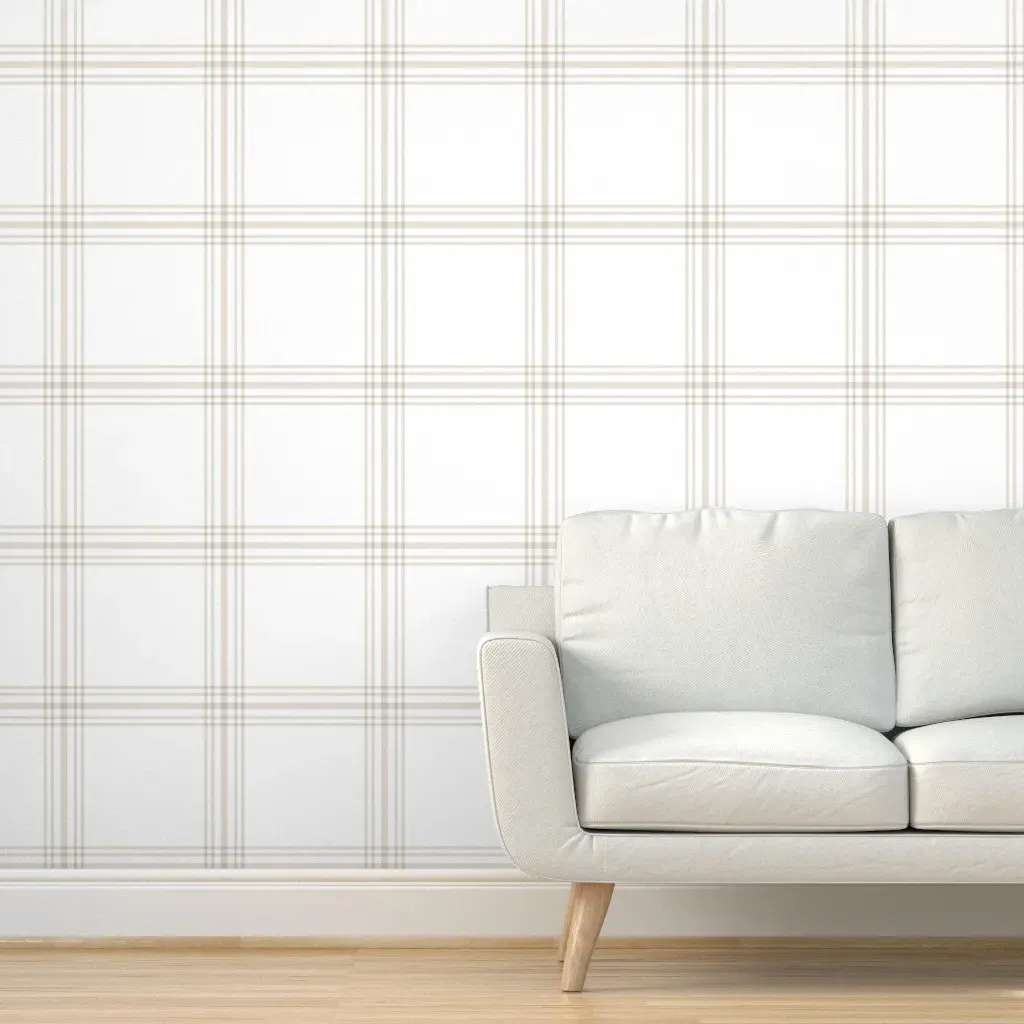 Windowpane Plaid Peel and Stick Wallpaper - Greige, White product