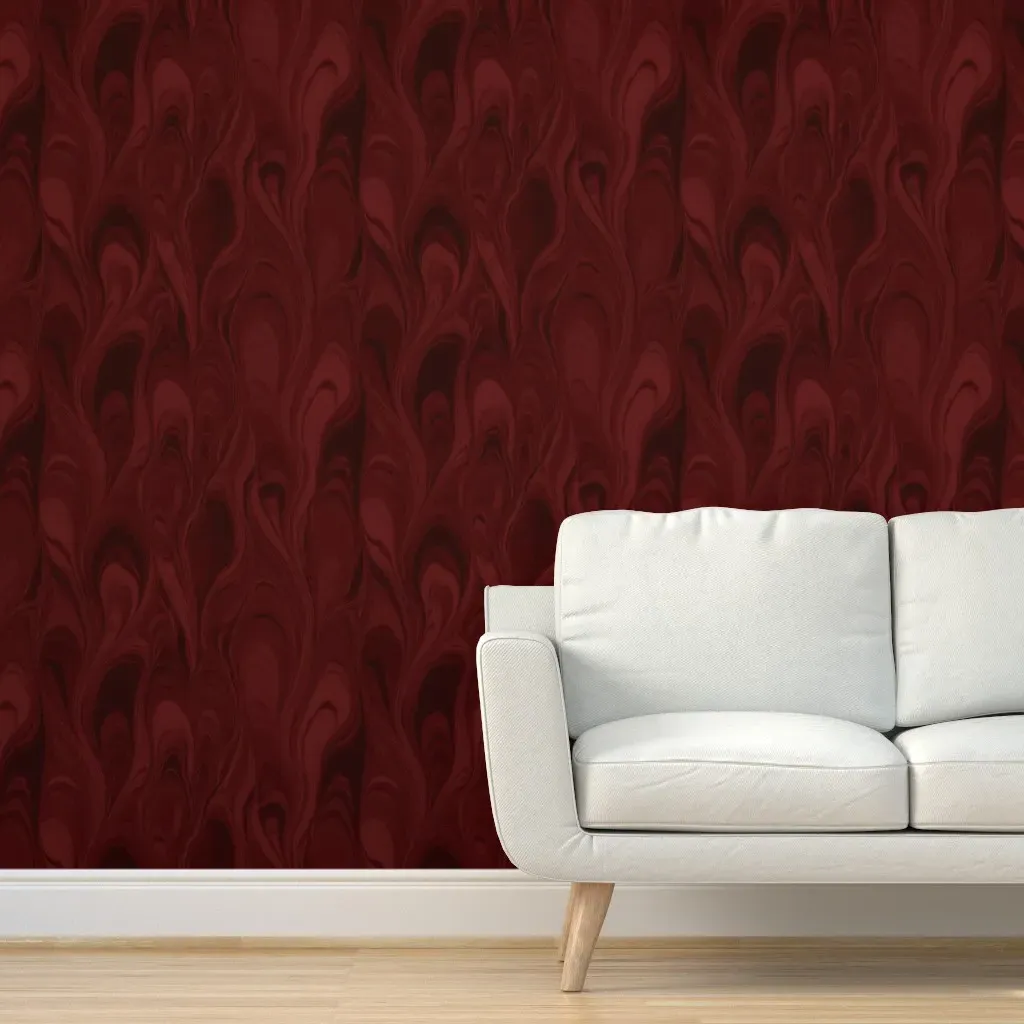Winery Groovy Agate Peel and Stick Wallpaper - Burgundy product
