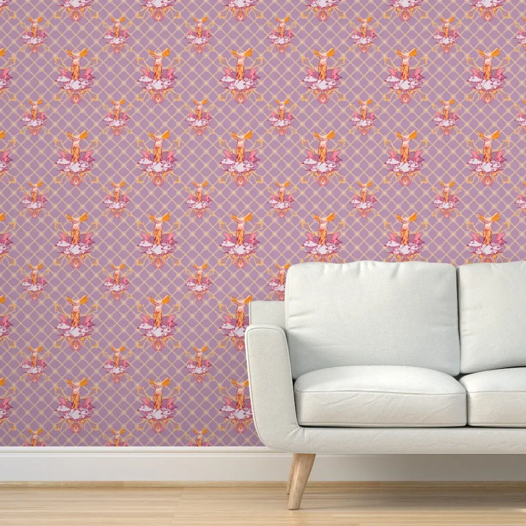 Winged Victory Peel and Stick Wallpaper - Purple, Orange product