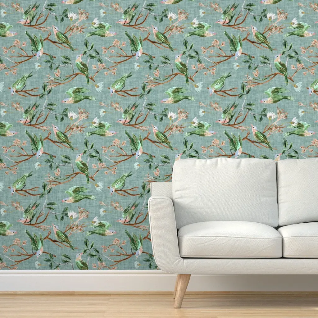 Wings Of Posey Peel and Stick Wallpaper - Teal product