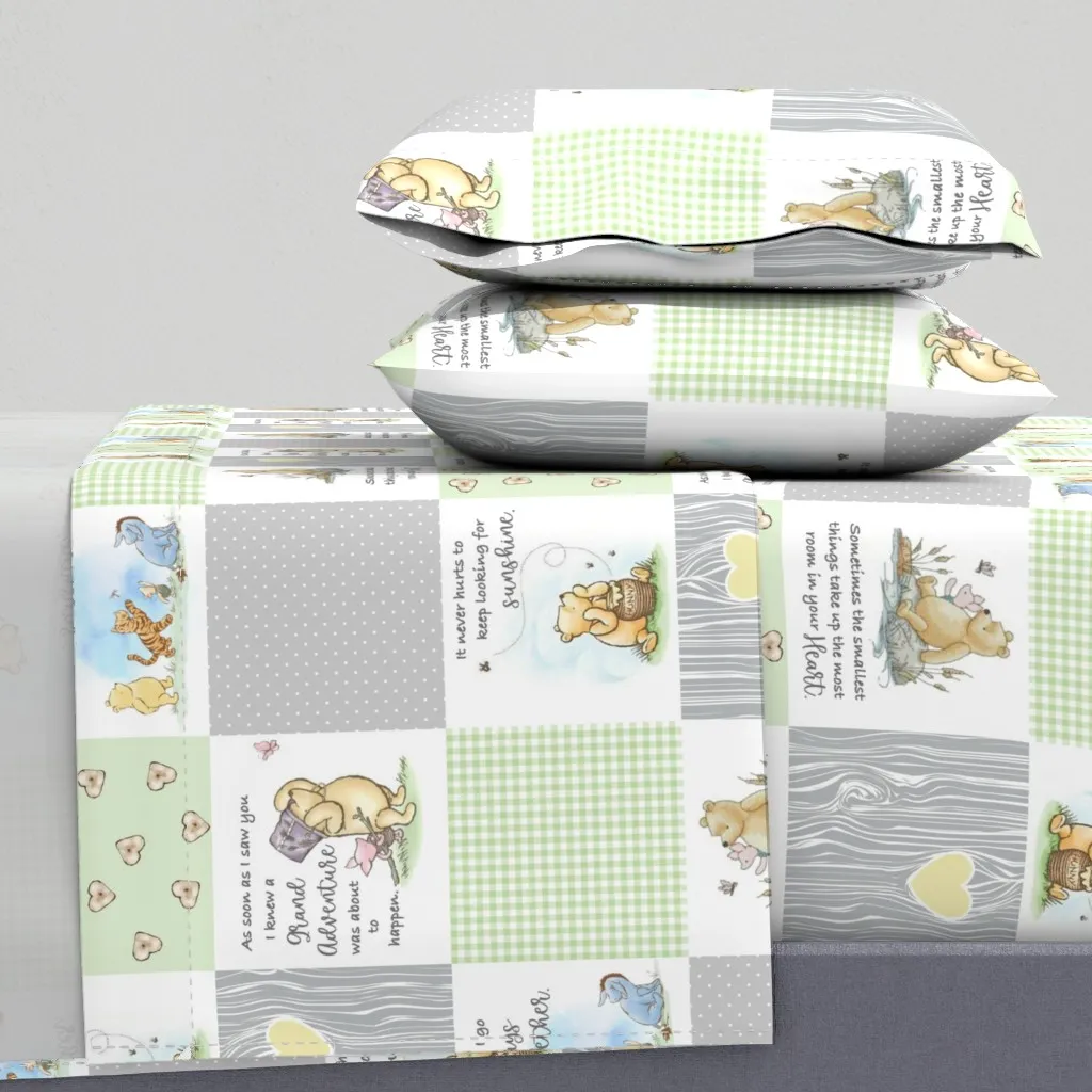Winnie The Pooh Classic Yellow Heart Twin XL Sheet Set - Light Green product