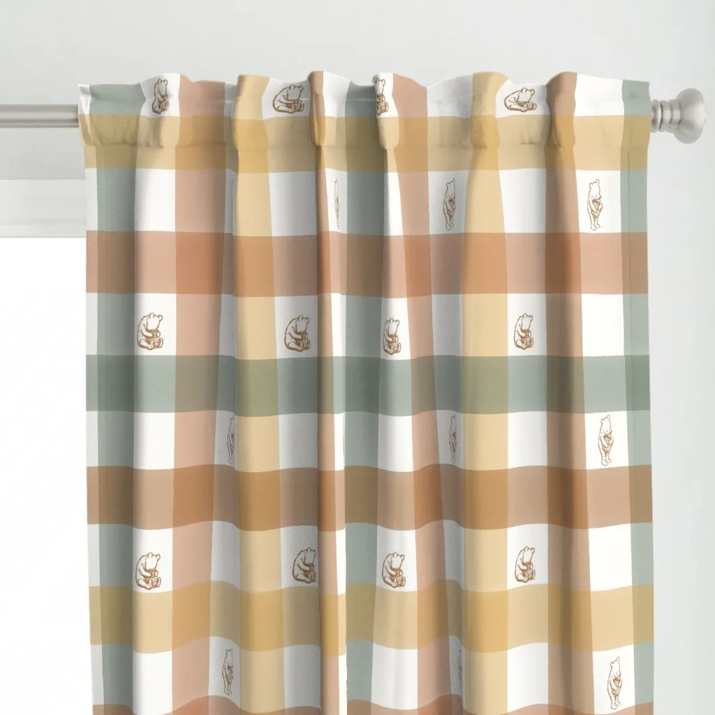 Winnie-The-Pooh Gingham Curtain Panel - Beige alternate view