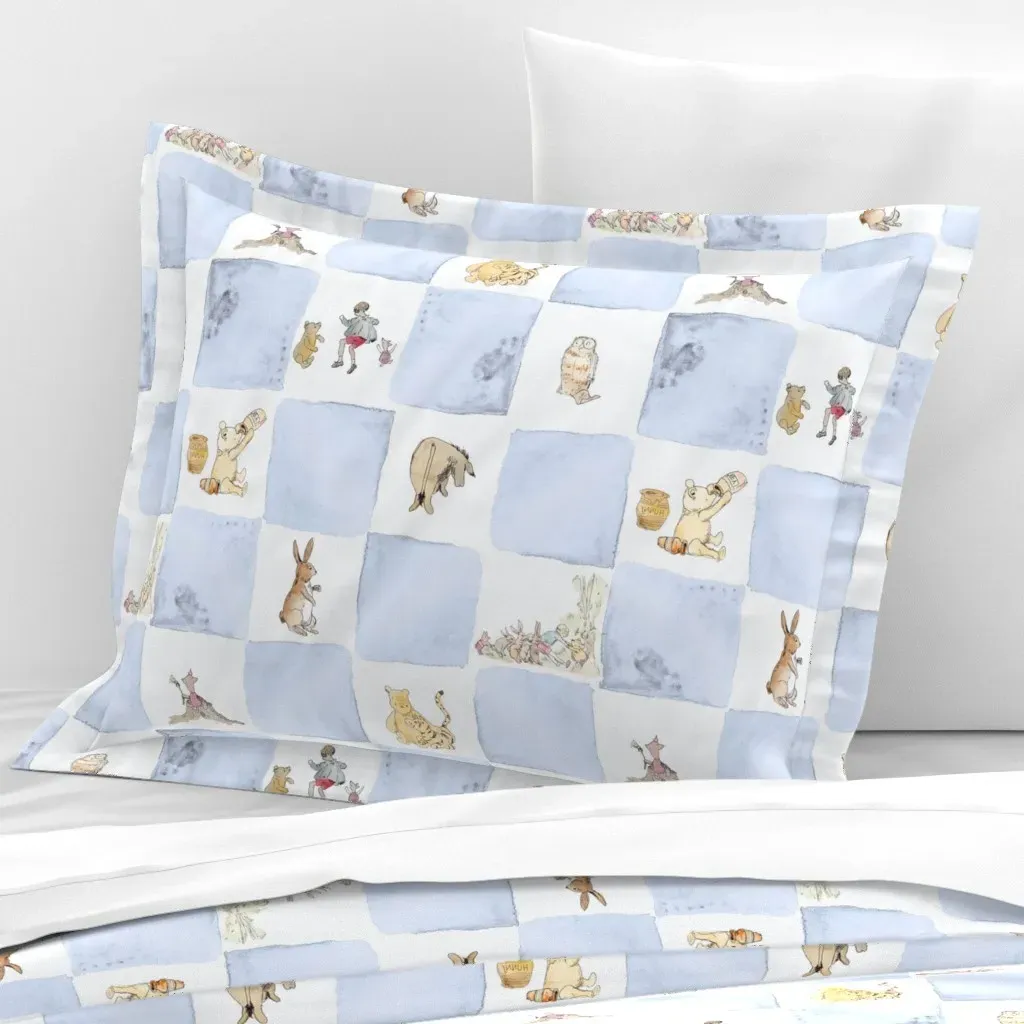 Winnie The Pooh Nursery Wallpaper - Light Blue, Cotton Sateen product