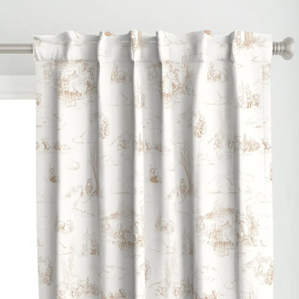 Winnie-The-Pooh Toile Curtain Panel - Beige alternate view