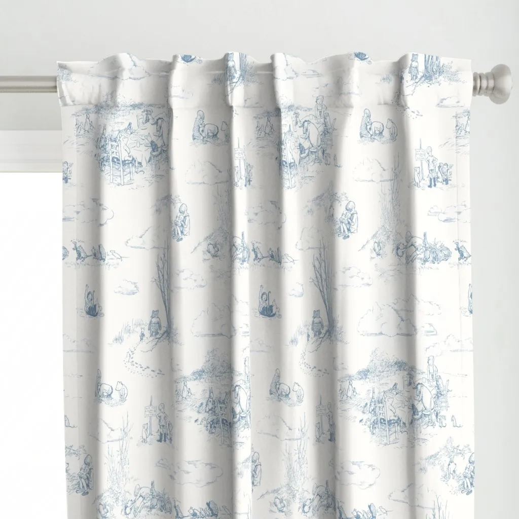 Winnie-The-Pooh Toile Curtain Panel - Light Blue alternate view