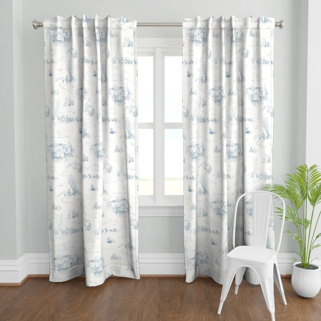 Winnie-The-Pooh Toile Curtain Panel - Light Blue product