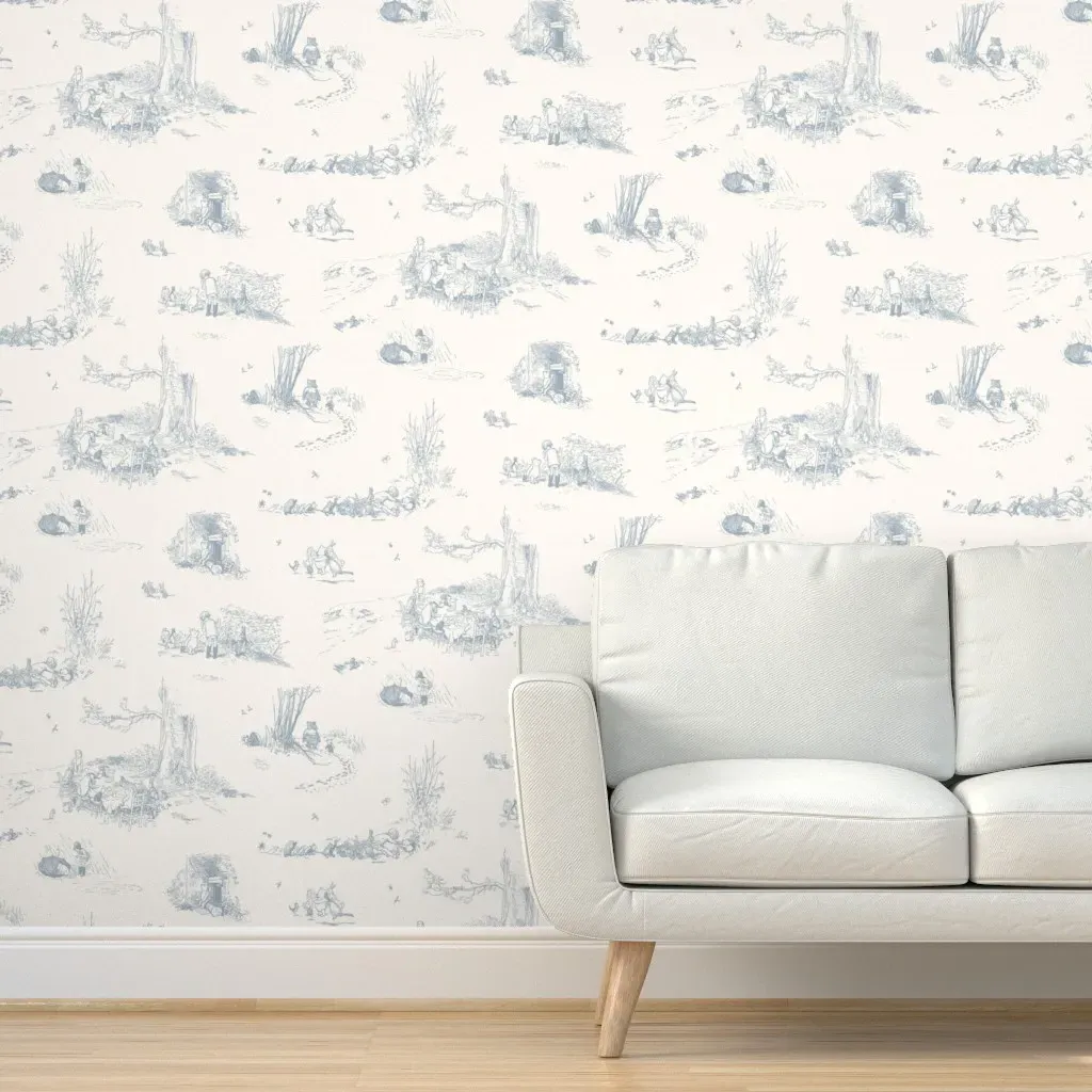 Winnie The Pooh Toile De Jouy XL Peel and Stick Wallpaper - Light Blue product