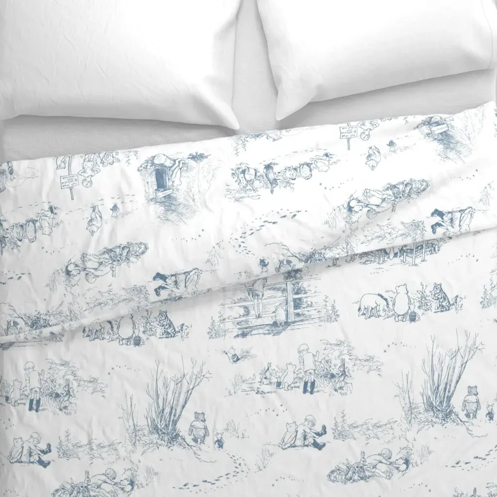 Winnie-The-Pooh Toile Duvet Cover - Blue alternate view