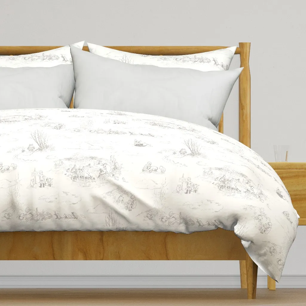 Winnie-The-Pooh Toile Light Duvet Cover - Light Gray product