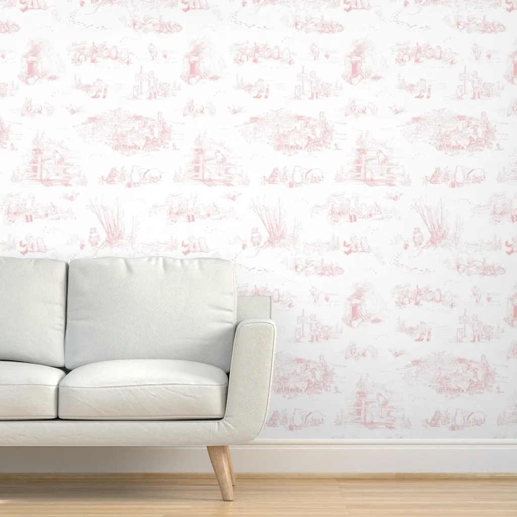 Winnie-The-Pooh Toile Storybook Peel and Stick Wallpaper - Blush Pink product