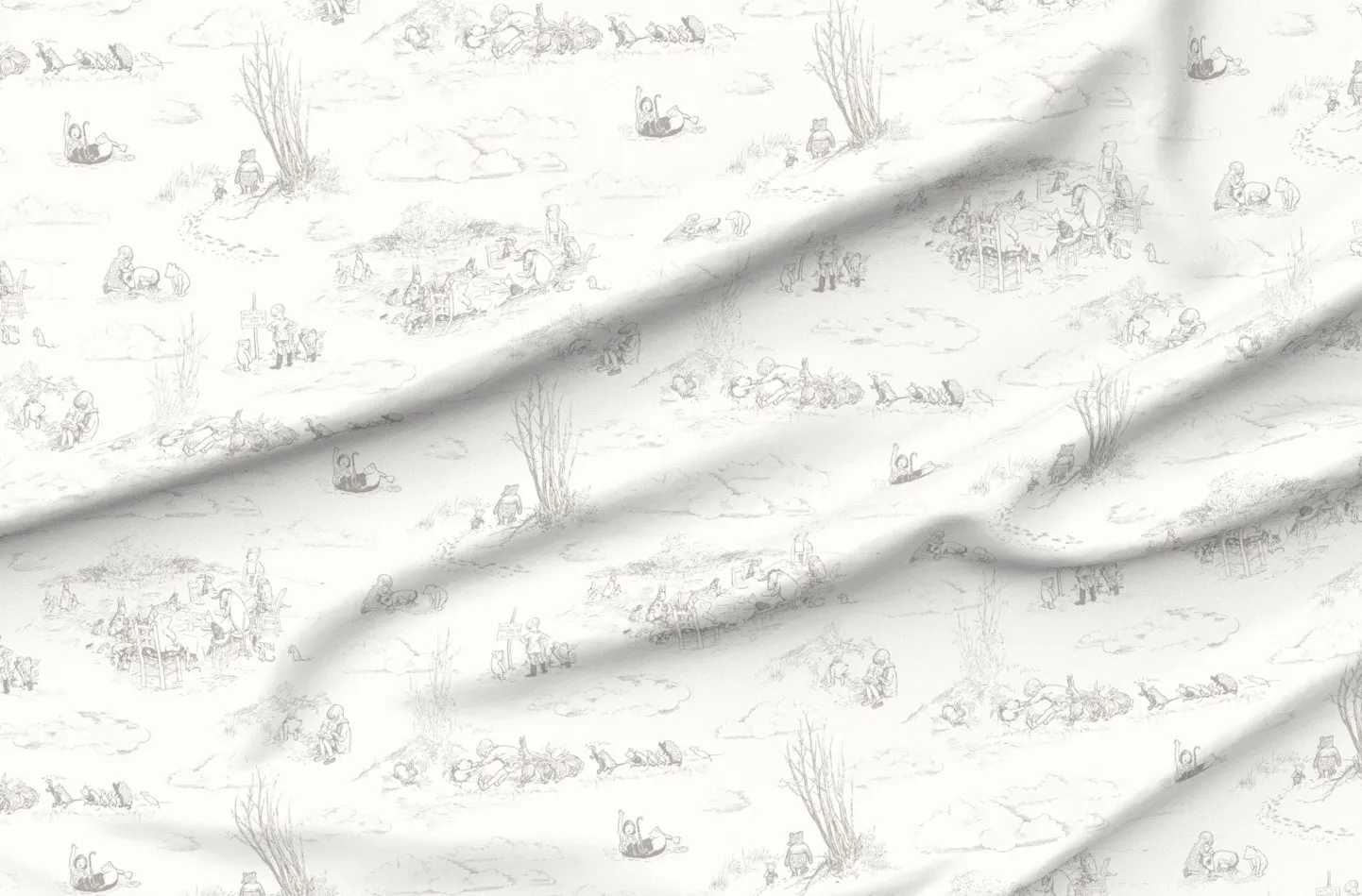 Winnie-The-Pooh Toile Storybook Wallpaper - Light Grey product