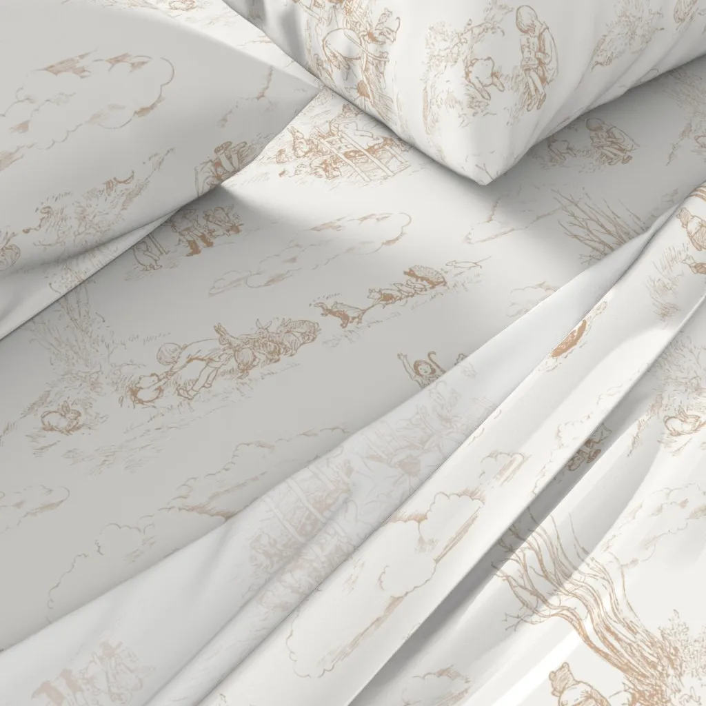 Winnie-The-Pooh Toile Twin Sheet Set - Beige alternate view