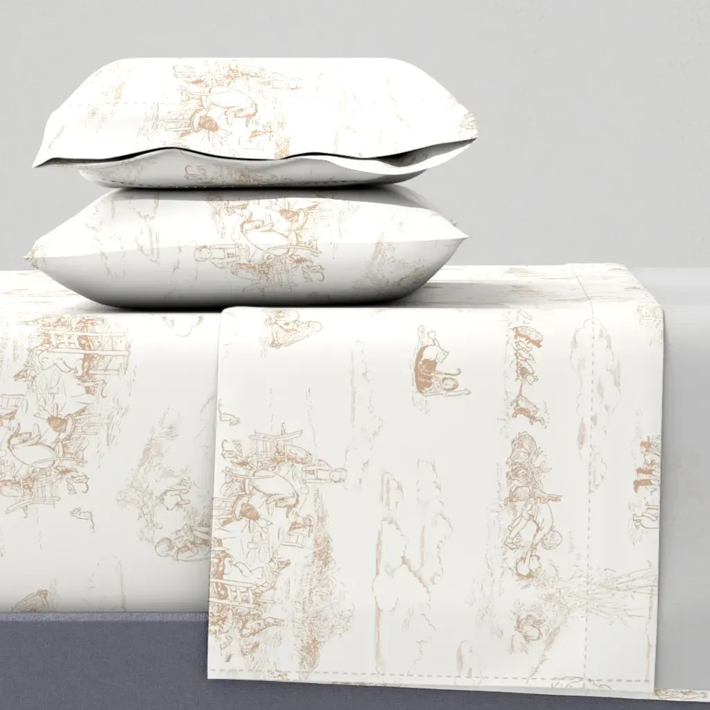 Winnie-The-Pooh Toile Twin Sheet Set - Beige product