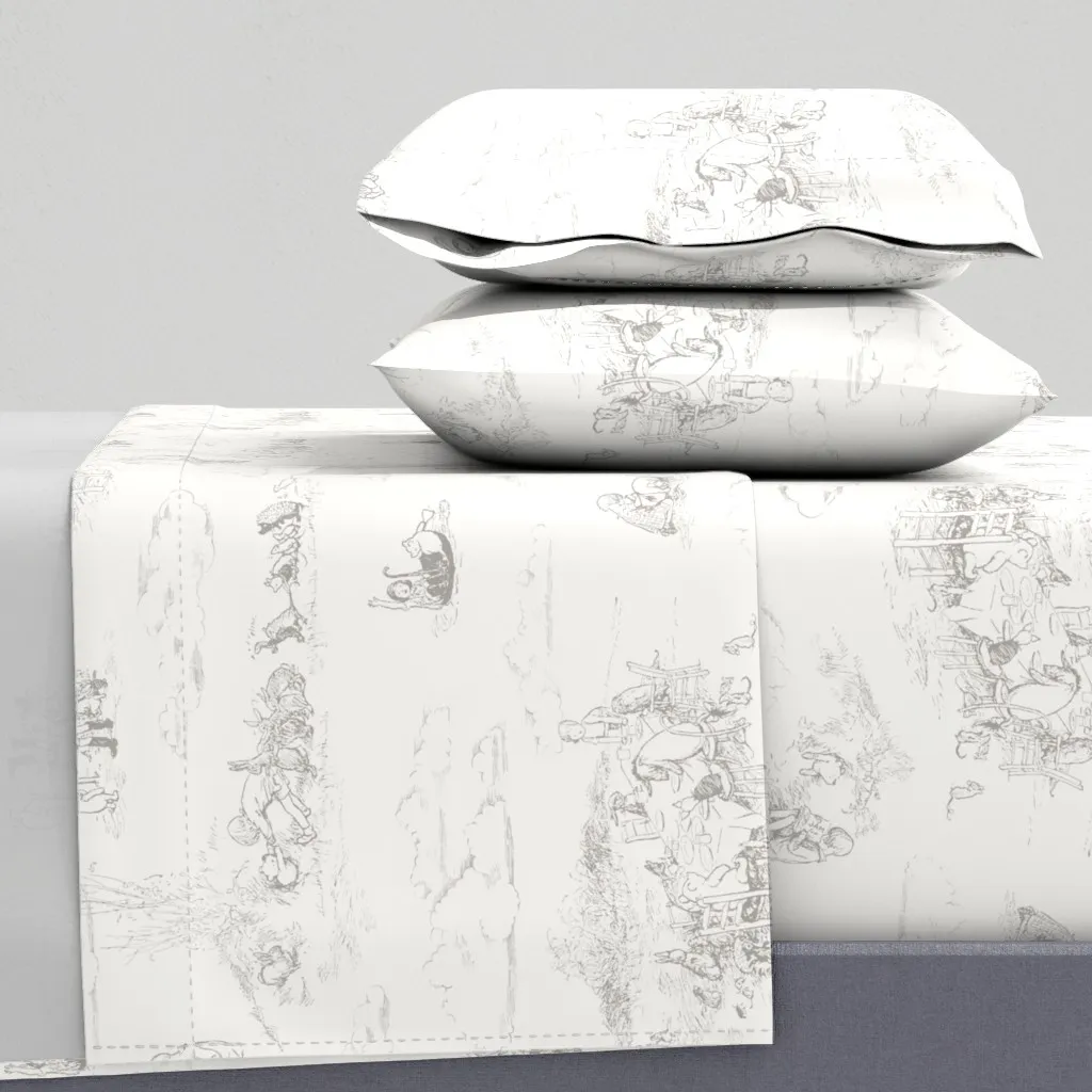 Winnie-The-Pooh Toile Twin Sheet Set - Light Grey product