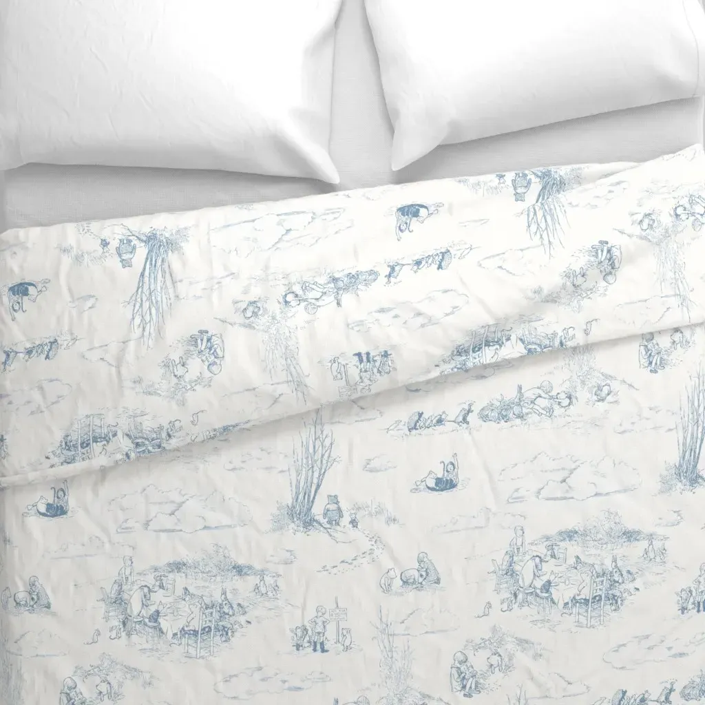 Winnie-The-Pooh Toile Vintage Duvet Cover - Light Blue alternate view