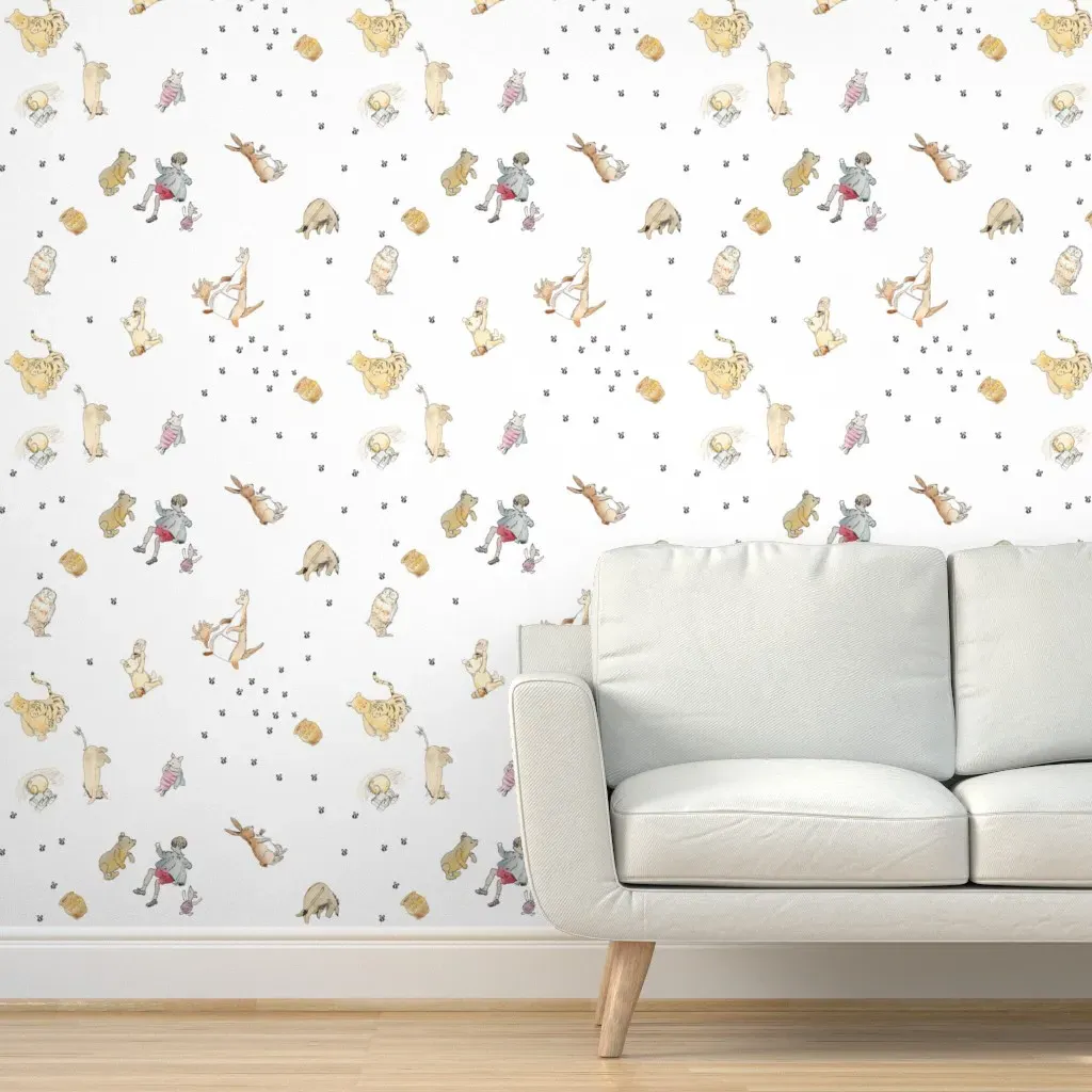 Winnie The Pooh Tossed Animals Peel and Stick Wallpaper - Beige product