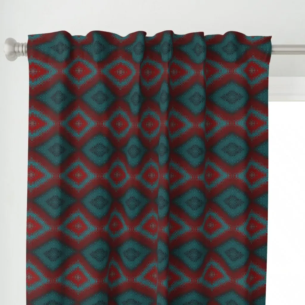 Winter Argyle Diamond Curtain Panel - Teal alternate view