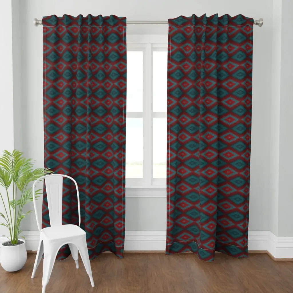 Winter Argyle Diamond Curtain Panel - Teal product