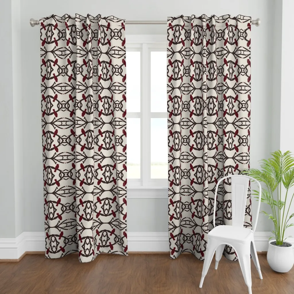 Winter Bird Mirrored Curtain Panel - Crimson product