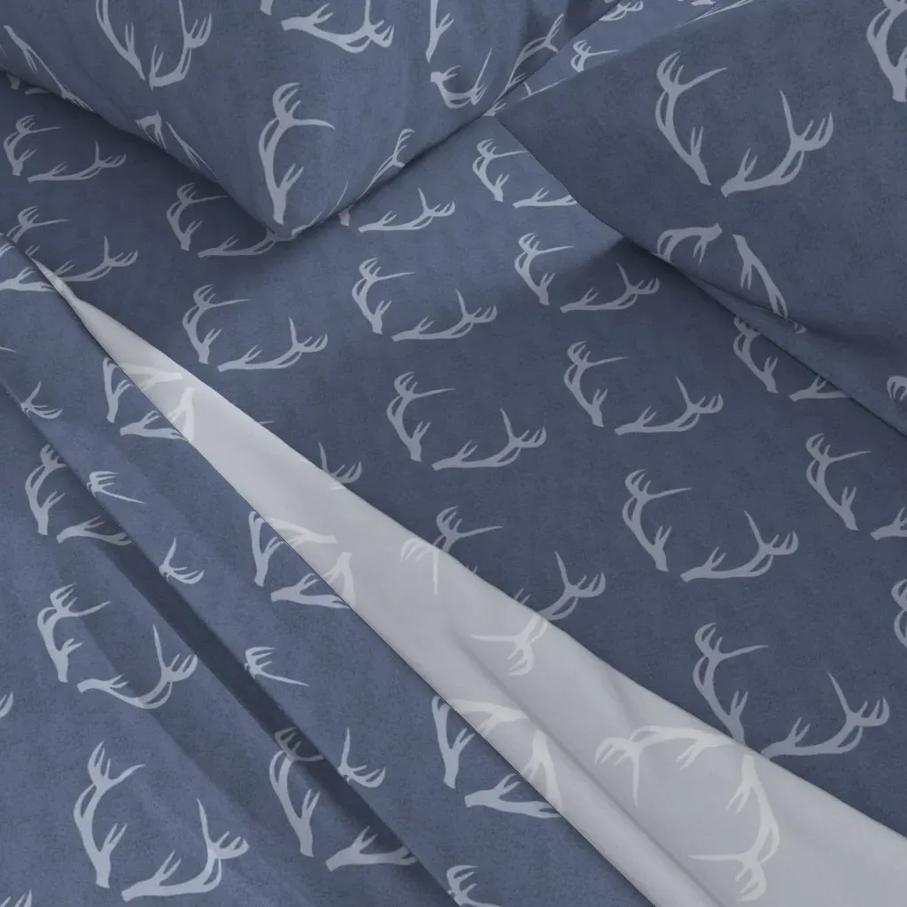 Winter Blue Antlers Twin Sheet Set - Gray alternate view