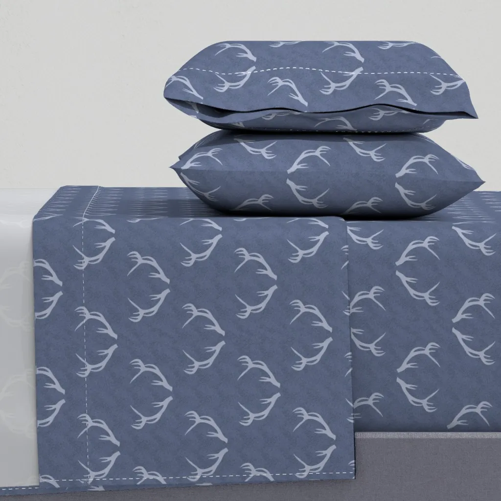 Winter Blue Antlers Twin Sheet Set - Gray product