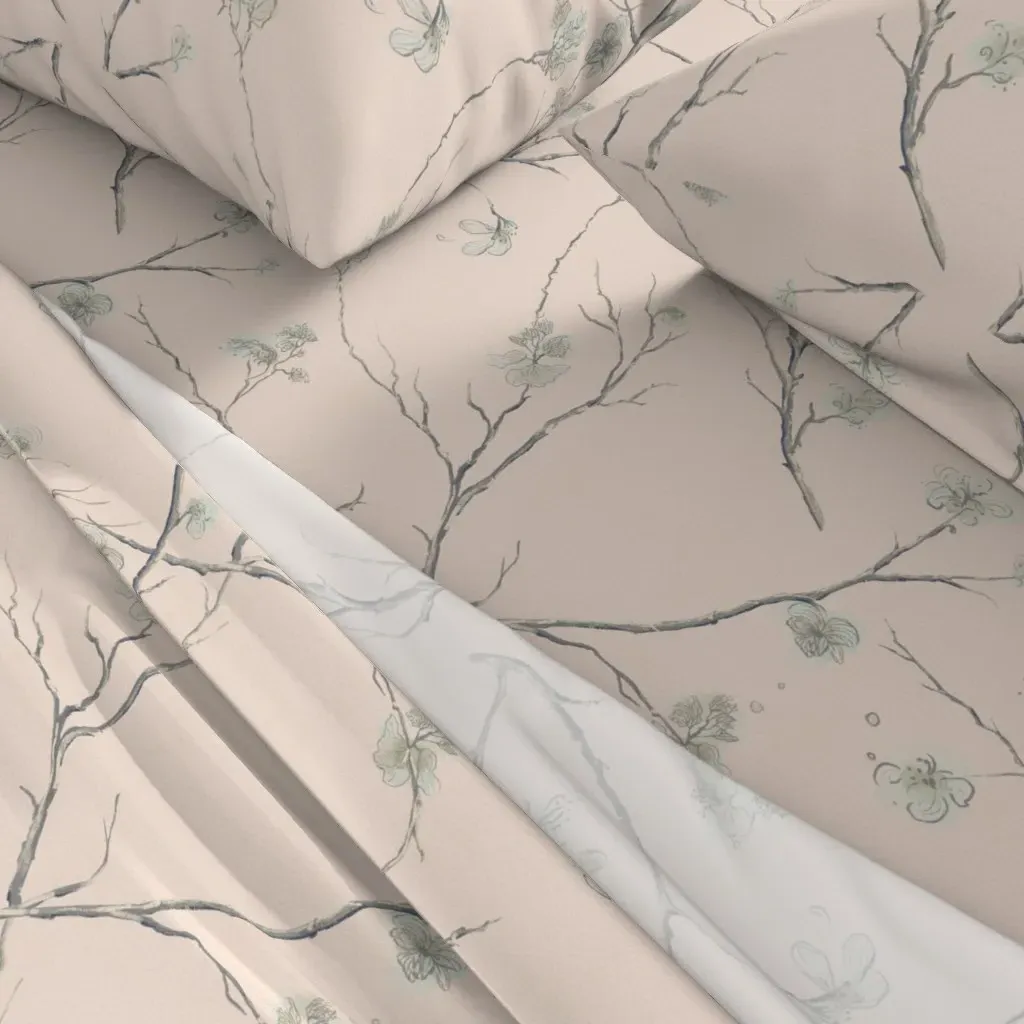 Winter Branches Hush Full Sheet Set - Light Pink alternate view