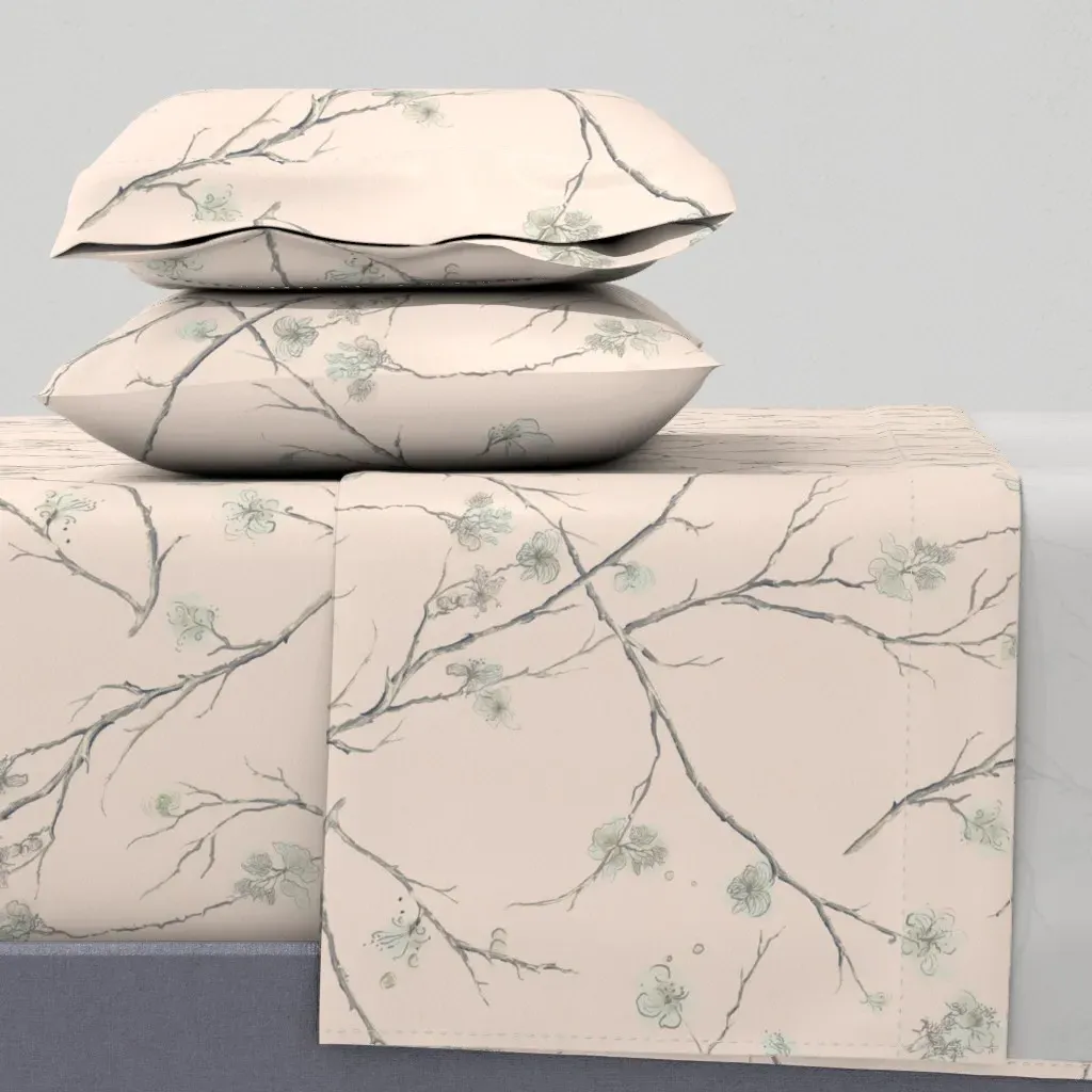 Winter Branches Hush Full Sheet Set - Light Pink product