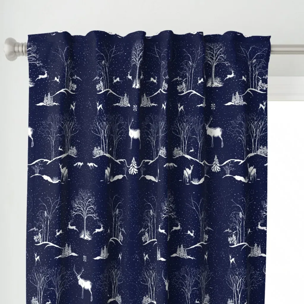 Winter Night Toile Curtain Panel - White alternate view