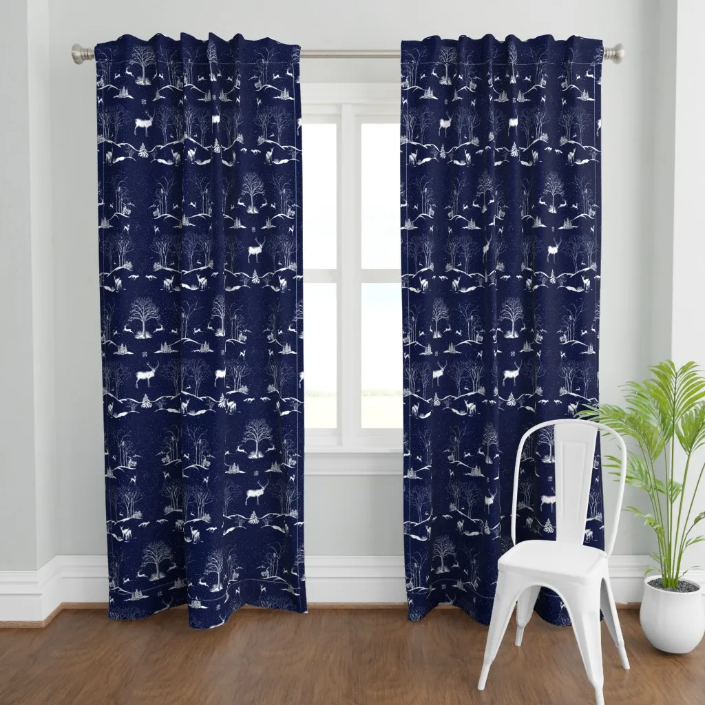 Winter Night Toile Curtain Panel - White product