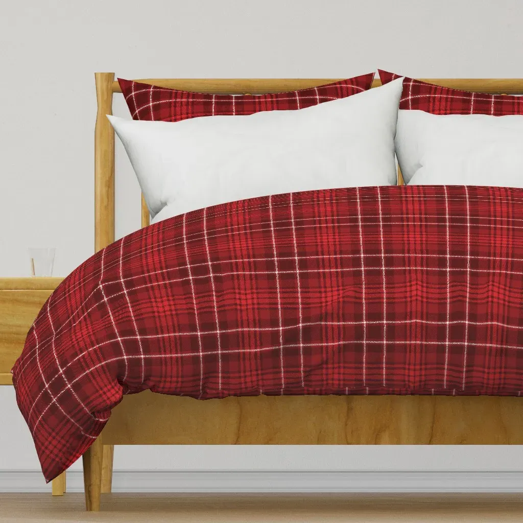 Winter Plaid Santa Suit Duvet Cover - Crimson Red product
