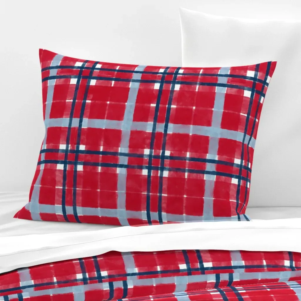 Winter Plaid Standard Knife Edge Cushion Cover - Red, Cotton Sateen product