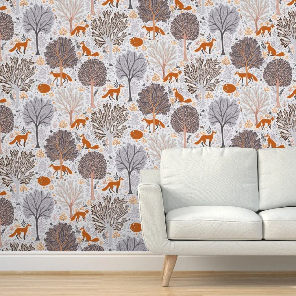 Winter Red Fox Peel and Stick Wallpaper - Orange product