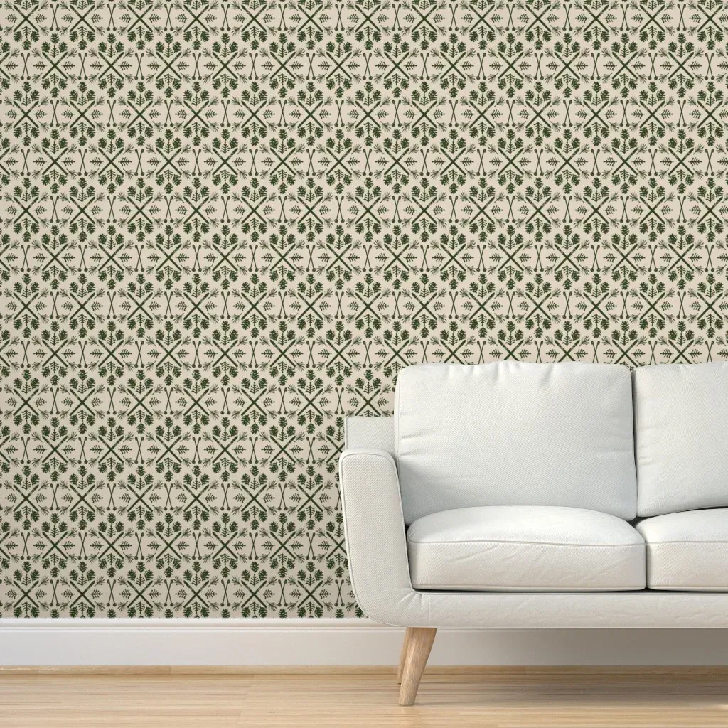 Winter Ski Season Peel and Stick Wallpaper - Pine, Tan product