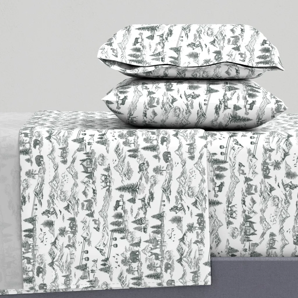 Winter Wonderland Toile De Jouy Twin XL Sheet Set - Dark Gray product