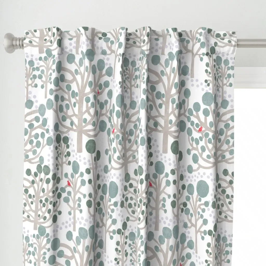 Winter Woods Large Scale Curtain Panel - Sage Green alternate view
