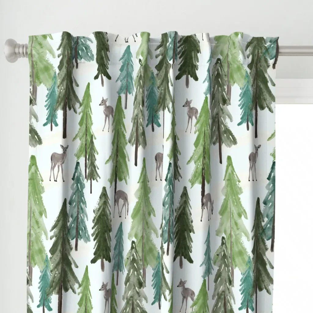 Wintertime Woods Large Curtain Panel - Green alternate view