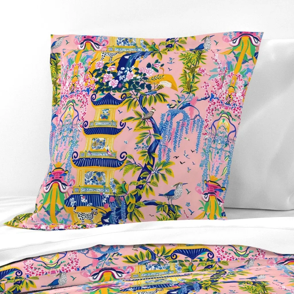 Wisteria Pagoda Garden Euro Pillow Sham - Yellow product