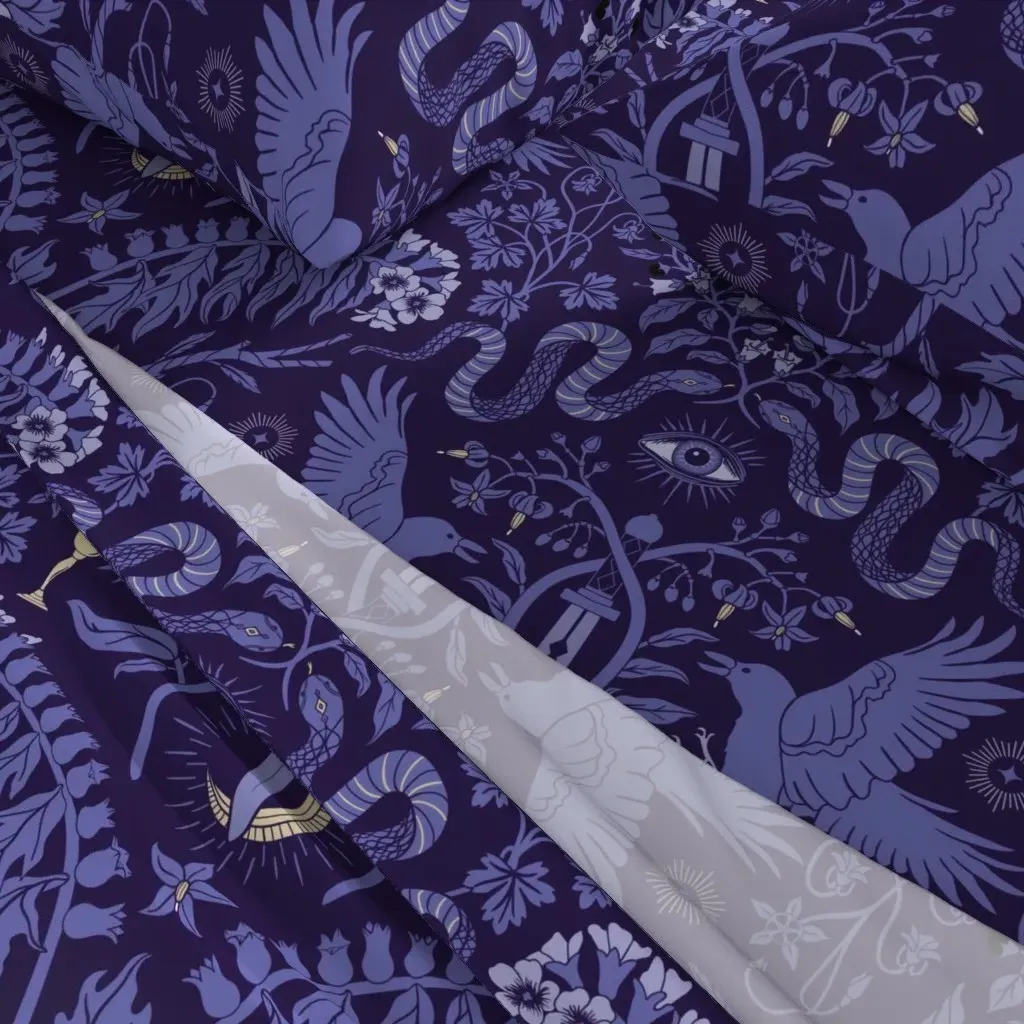 Witch Garden Ravens Queen Size Sheet Set - Periwinkle alternate view