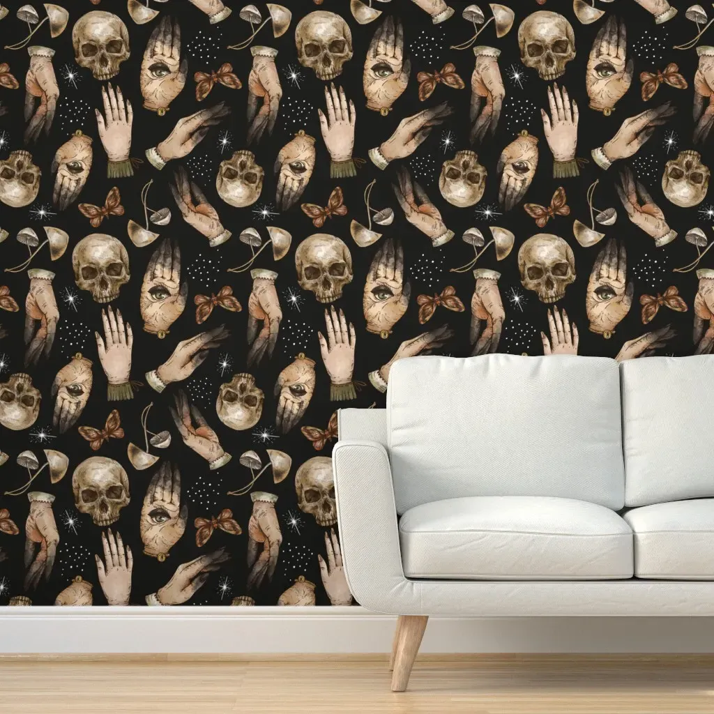 Witch Hands And Skull Peel and Stick Wallpaper - Brown product