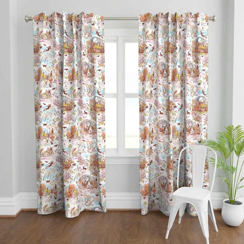 Witches' Cottages Toile Curtain Panel - Brown product