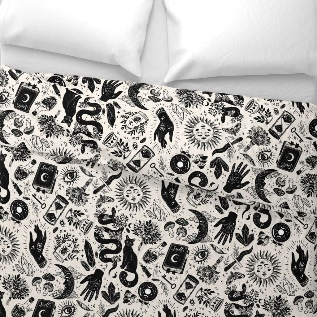 Witchy Things Duvet Cover - Black alternate view