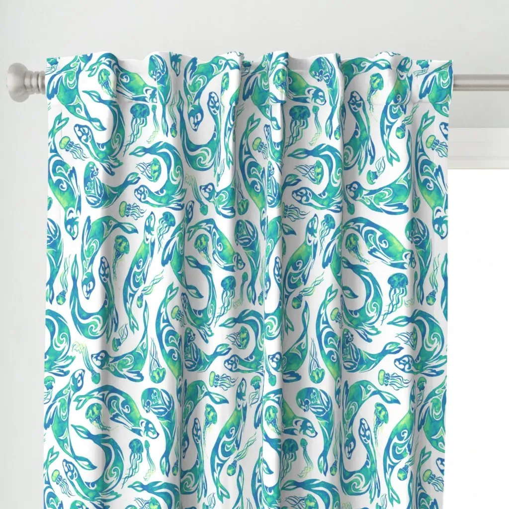 With A Kiss Curtain Panel - Teal alternate view