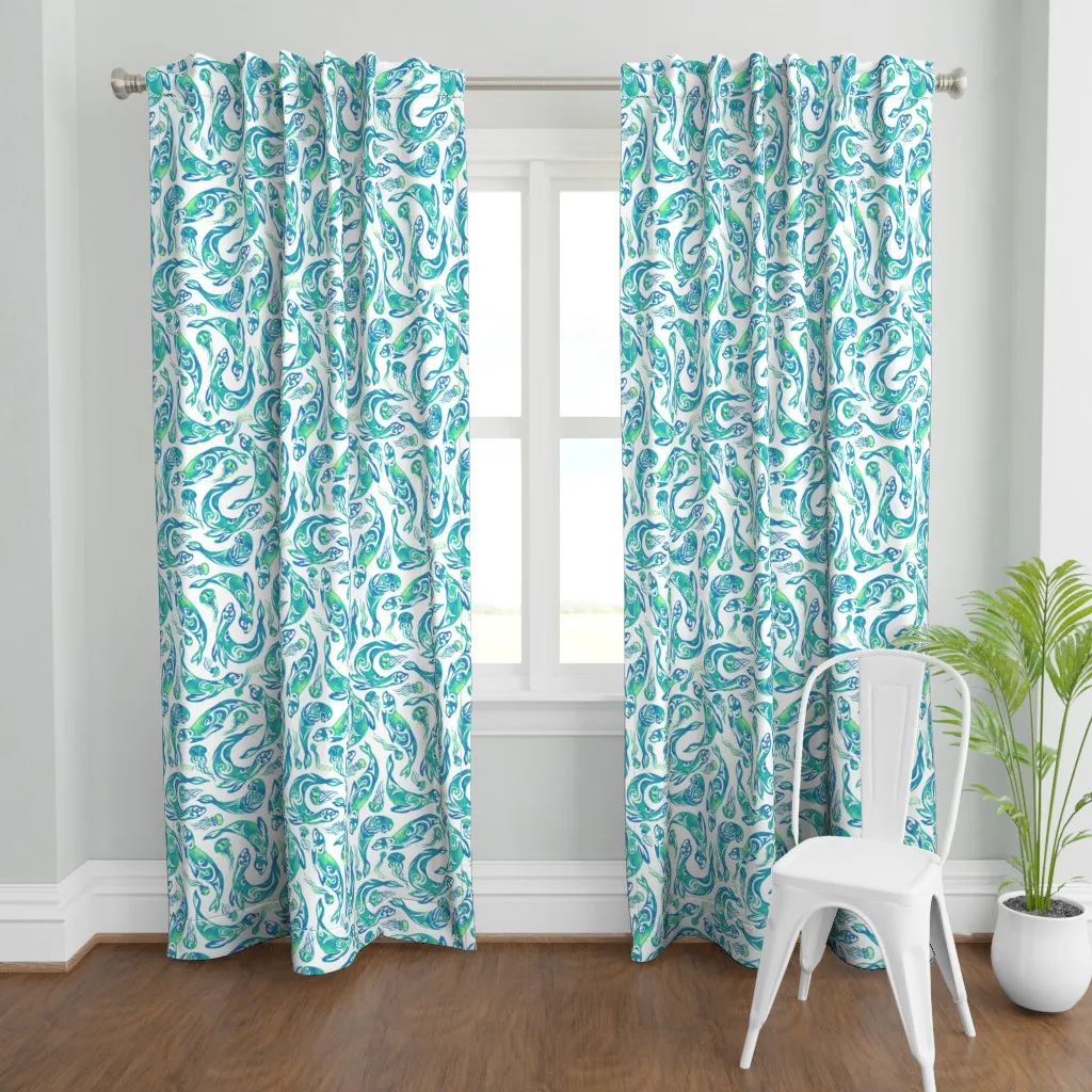 With A Kiss Curtain Panel - Teal product