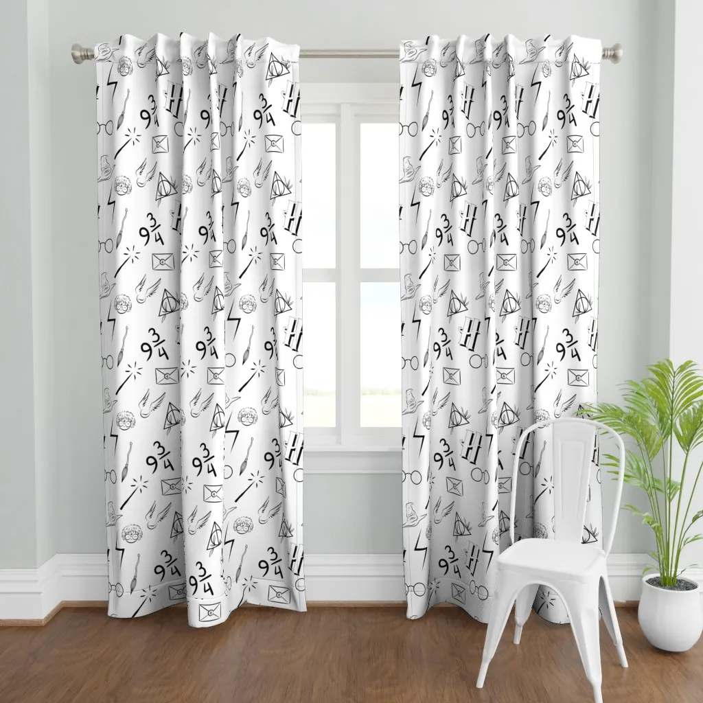 Wizard On White Curtain Panel - Black product