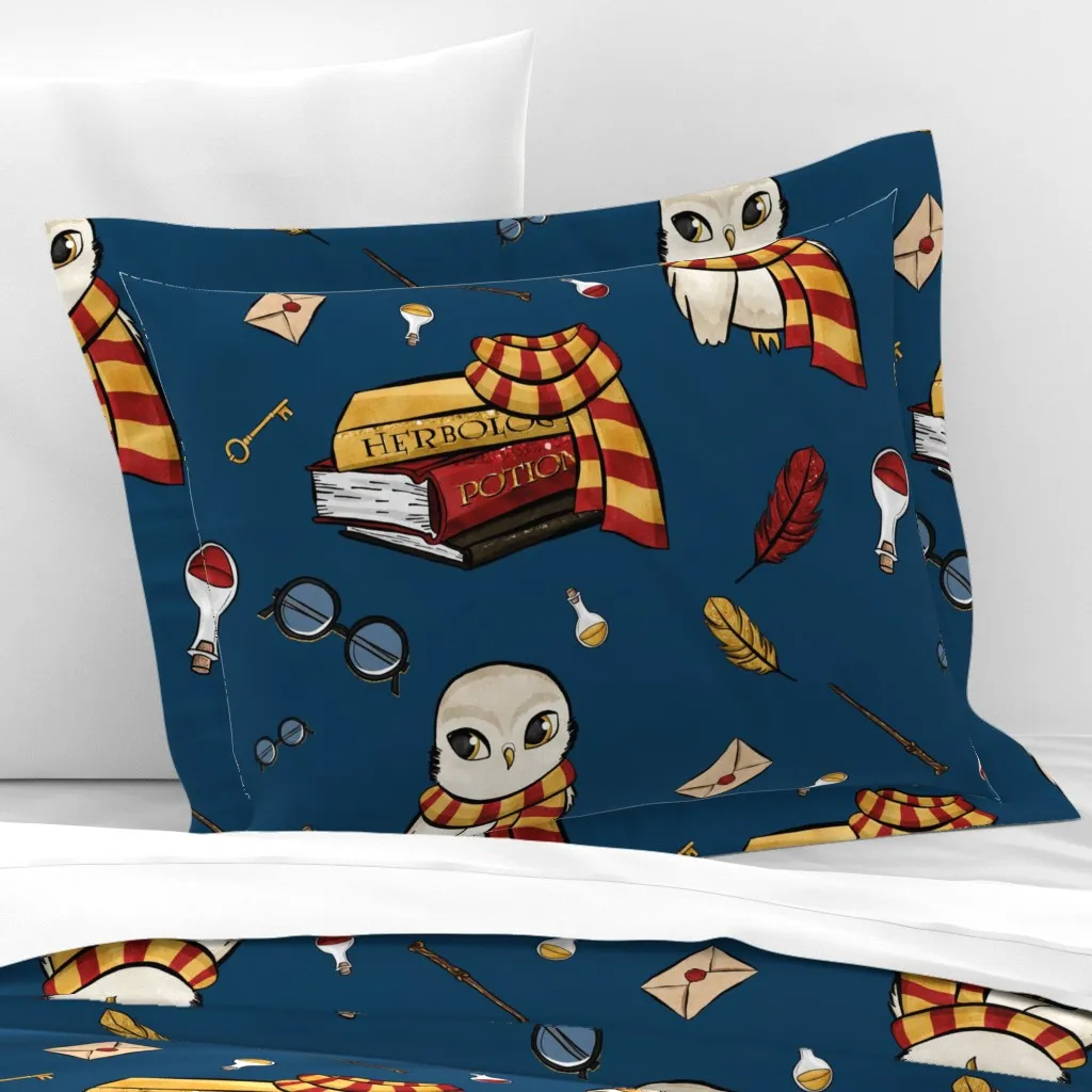 Wizardy World Standard Flanged Cushion Cover - Dark Blue, Cotton Sateen product