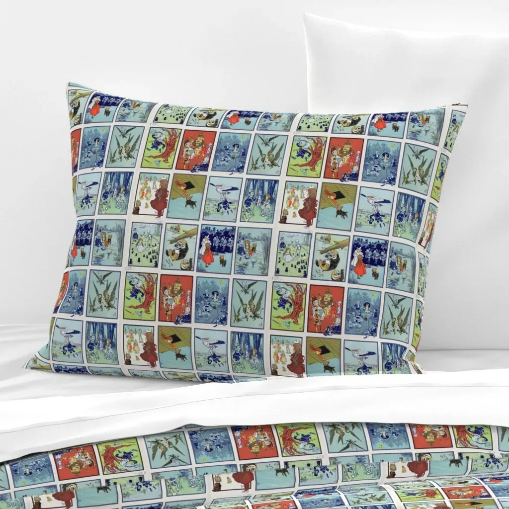 Wonderful Wizard Of Oz Standard Knife Edge Cushion - Light Blue, Cotton Sateen product