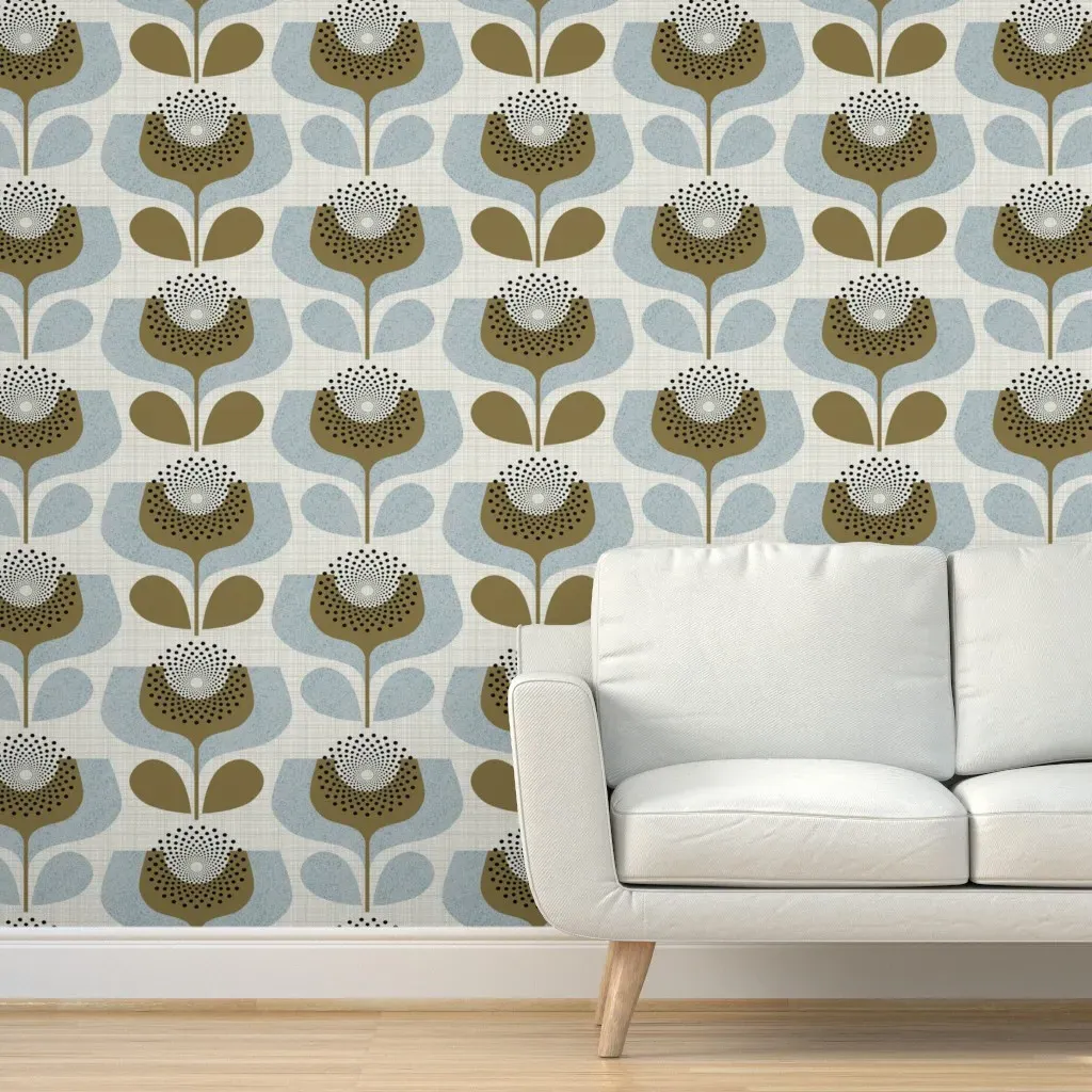 Wonderful World Of Scandi Blooms Mid Century Peel and Stick Wallpaper - Olive Green product