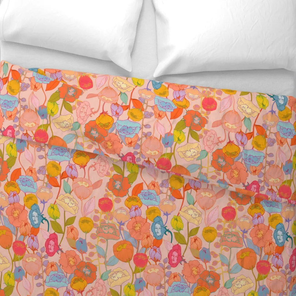 Wonderland Flowers Duvet Cover - Peach alternate view