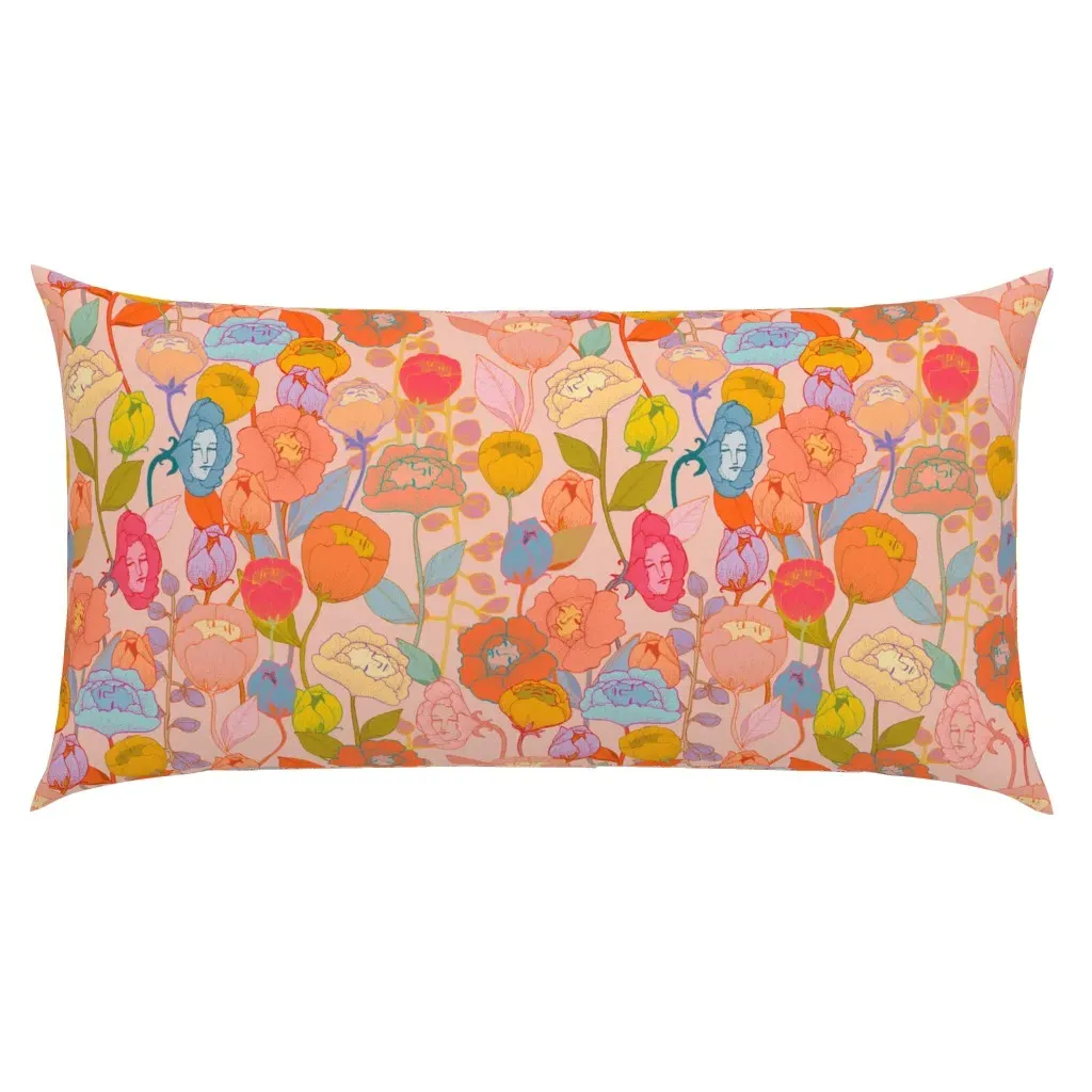 Wonderland Flowers King Size Pillow Sham - Peach product