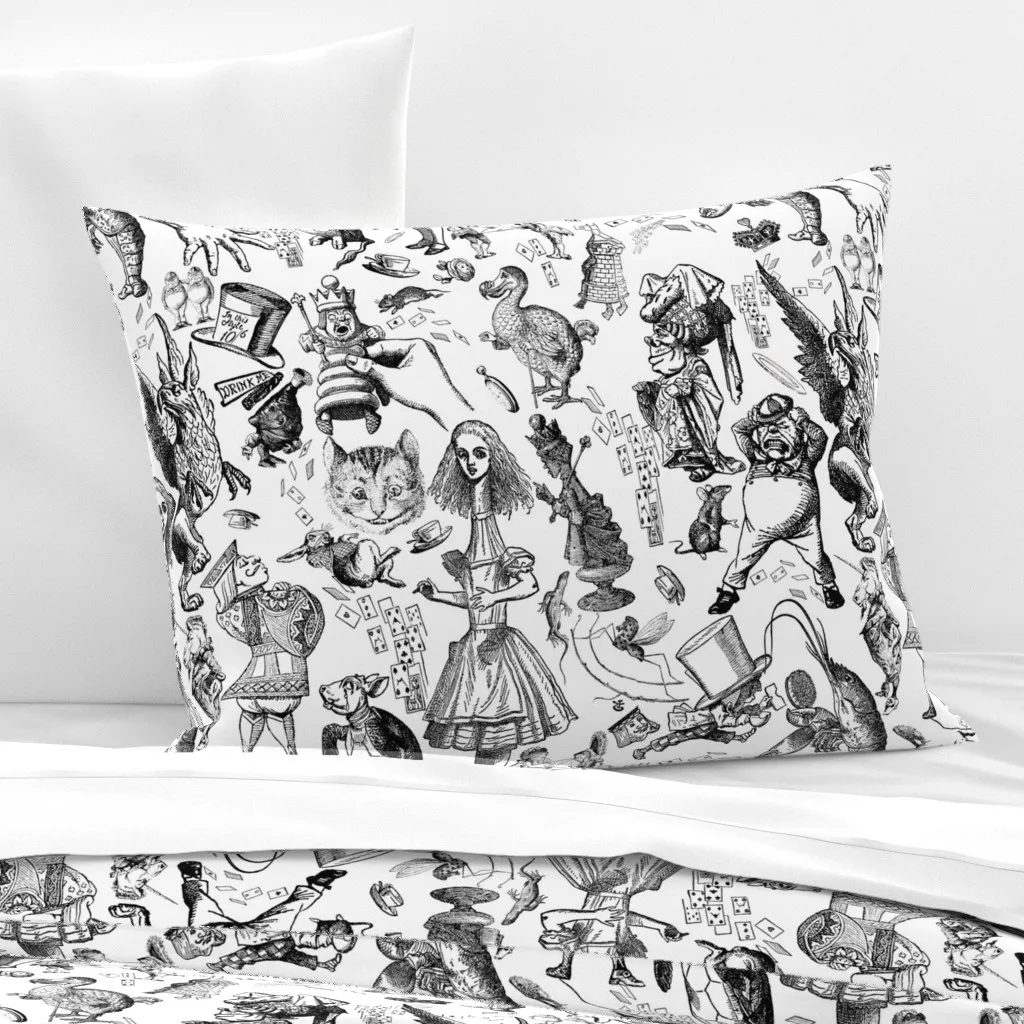 Wonderland Standard Knife Edge Cushion Cover - Black, Cotton Sateen product